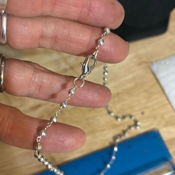 Silver Spark Pyrite Necklace, 18”, NEW, Handmade - Picture 7 of 7